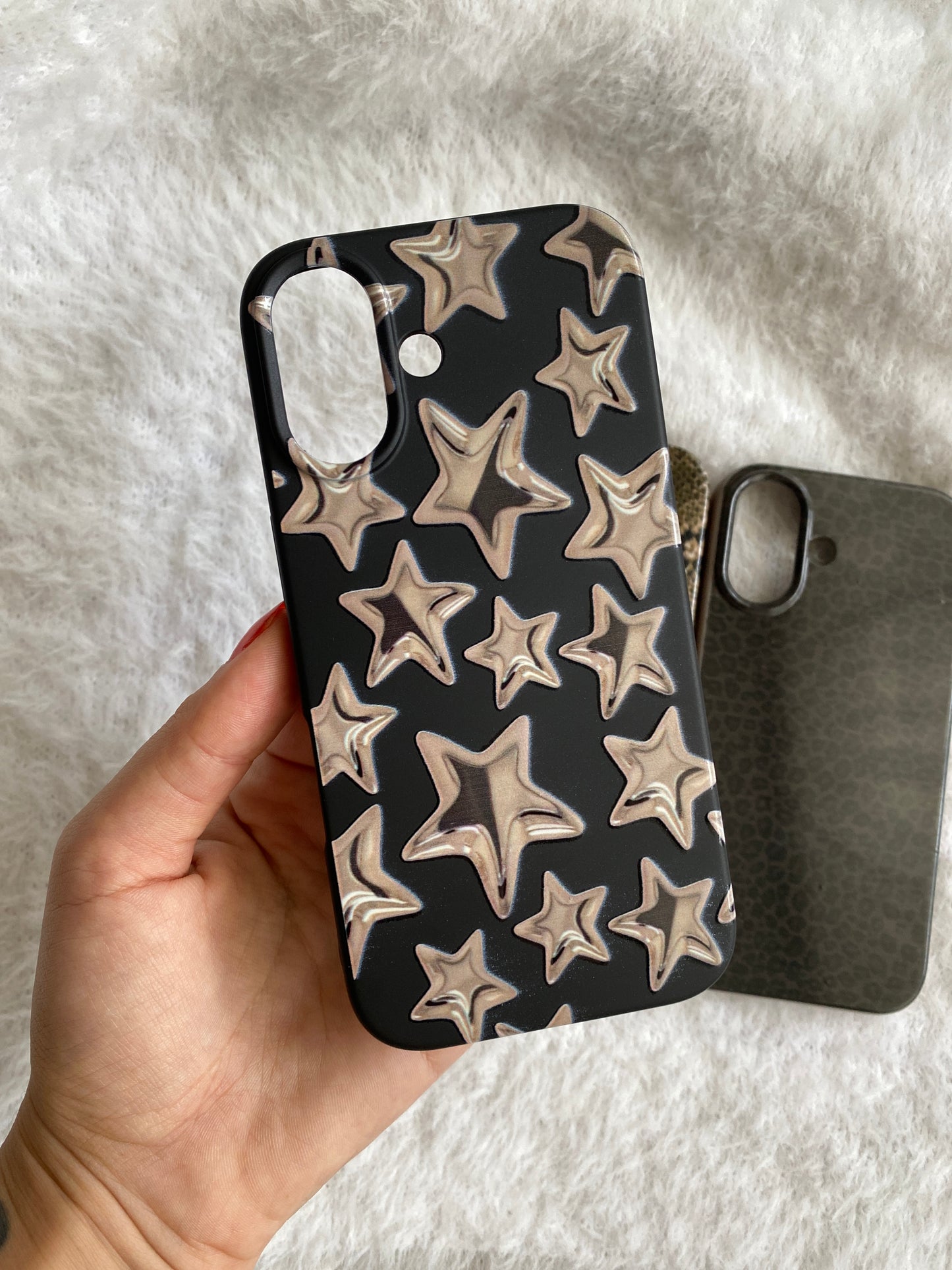 Siyah Yıldız Desenli Lüx Premium Telefon Kılıfı --- 0066