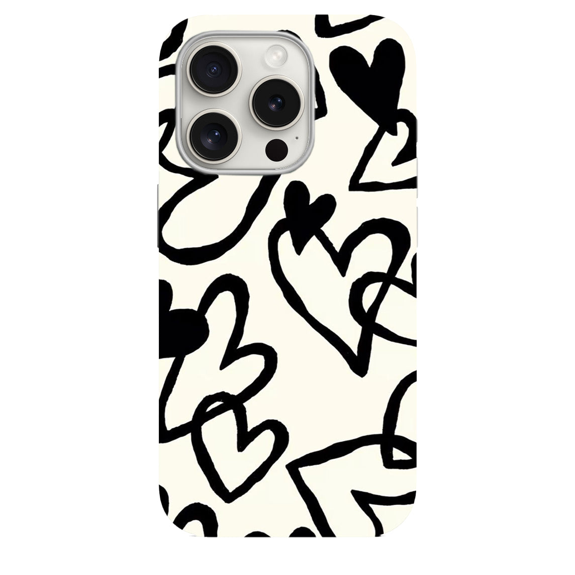 Siyah Kalpler Desenli Lüx Premium Telefon Kılıfı --- 104