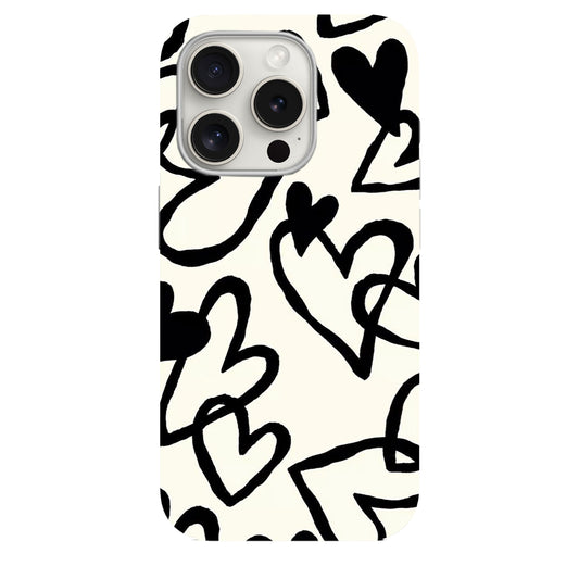 Siyah Kalpler Desenli Lüx Premium Telefon Kılıfı --- 104